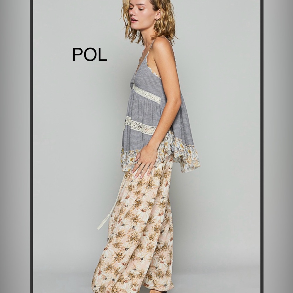 BP206-2🤎🤍POL playtime tan+cream harem type pants designed4on-trend boho style - Picture 2 of 6